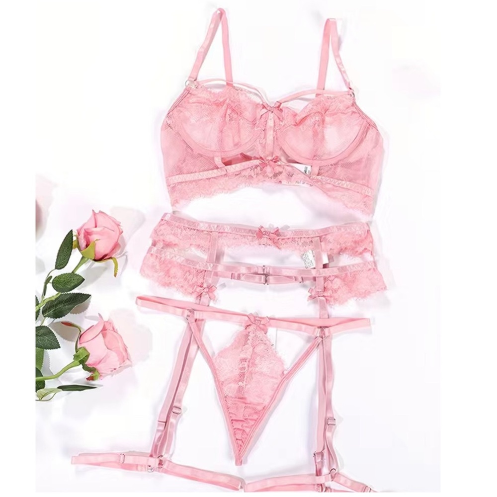 .NEW! Pink lace garter belt lingerie! Sexyyy